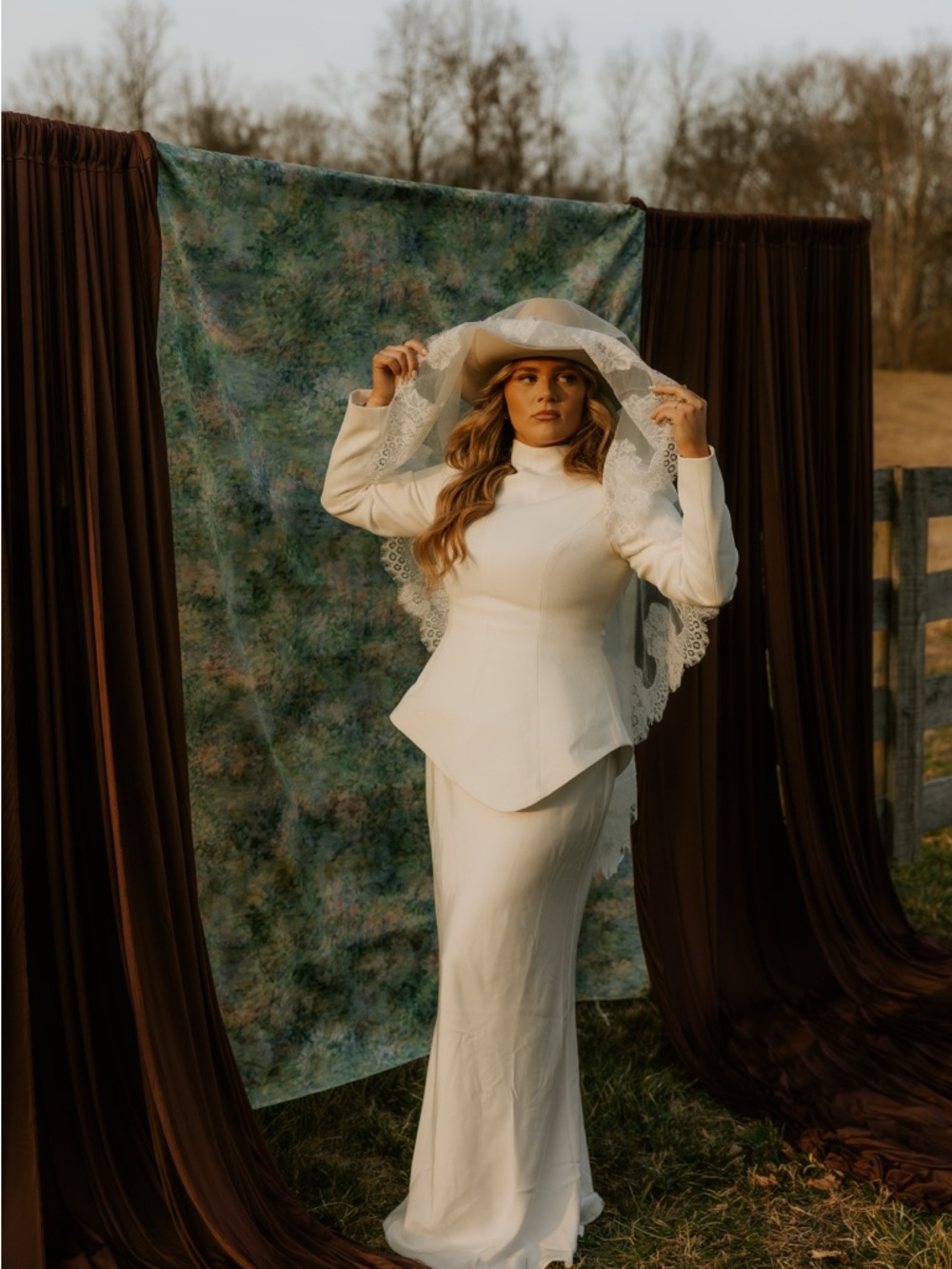 Club L London Ivory Long-Sleeve Peplum Gown - Picture 2 of 2
